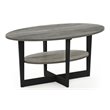 Pemberly Row Engineered Wood Oval Coffee Table in French Oak Gray/Black