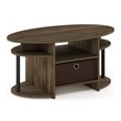 Pemberly Row Engineered Wood Oval Coffee Table with Bin in Columbia Walnut