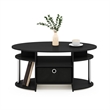 Pemberly Row Oval Coffee Table with Bin in Stainless Steel Tubes