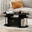 Pemberly Row Oval Coffee Table with Bin in Stainless Steel Tubes