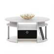 Pemberly Row Oval Coffee Table with Bin in Stainless Steel Tubes