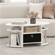 Pemberly Row Oval Coffee Table with Bin in Stainless Steel Tubes