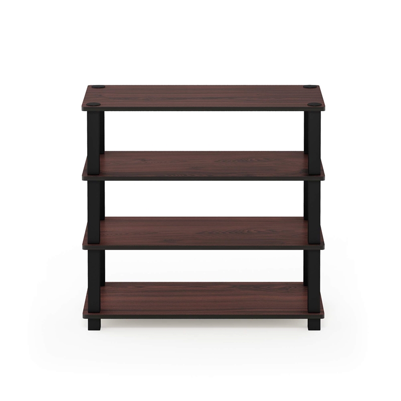 Pemberly Row Turn-S-Tube Engineered Wood 4-Tier Shoe Rack in Dark Cherry/Black