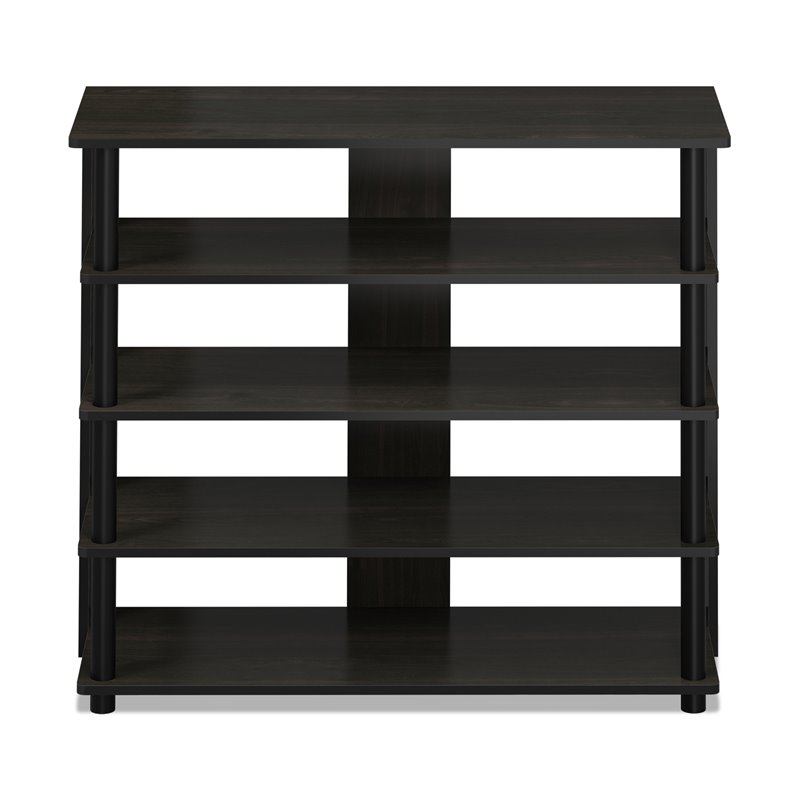 Pemberly Row Turn-N-Tube Engineered Wood 5-Tier Wide Shoe Rack in Espresso