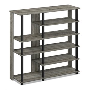 Pemberly Row Turn-N-Tube Wood Multi Storage Shoe Rack in French Oak Gray