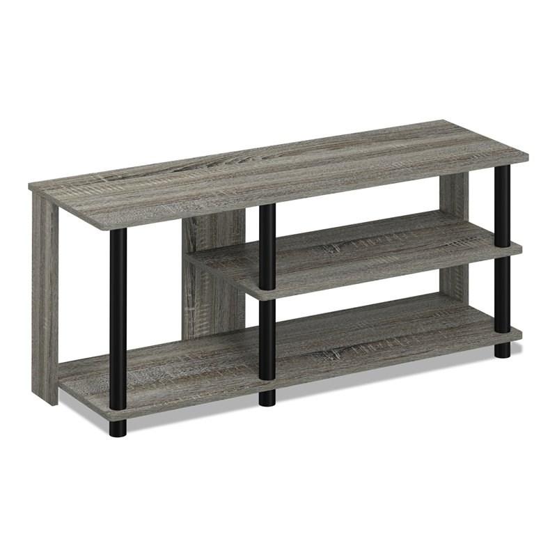 Pemberly Row Turn-N-Tube Wood Compact Multi Storage Shoe Rack in French Oak Gray