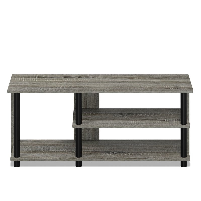 Pemberly Row Turn-N-Tube Wood Compact Multi Storage Shoe Rack in French Oak Gray