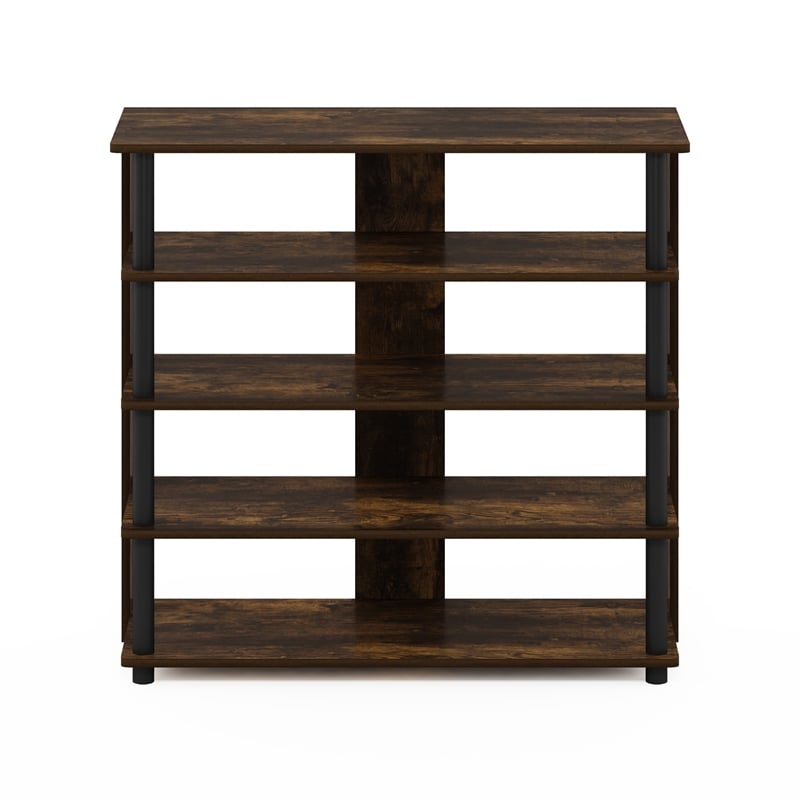 Pemberly Row Turn-N-Tube 5-Tier Wide Shoe Rack in Amber Pine/Black