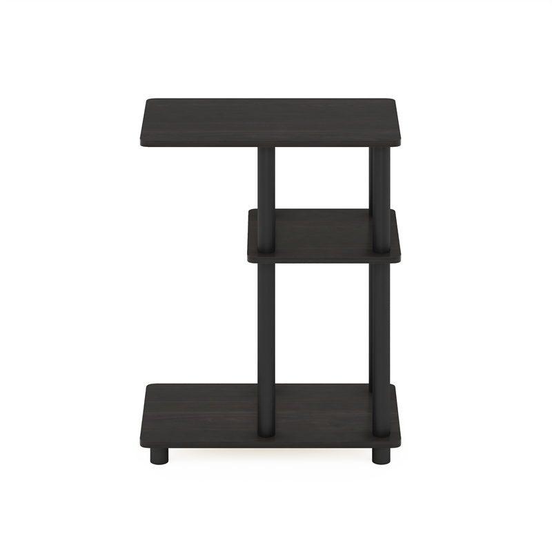 Pemberly Row Turn-N-Tube C Shape Sofa Side Table in Espresso/Black