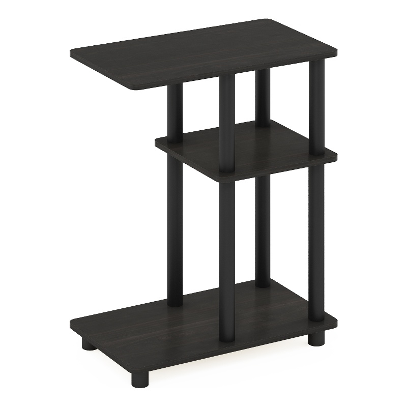 Pemberly Row Turn-N-Tube C Shape Sofa Side Table in Espresso/Black
