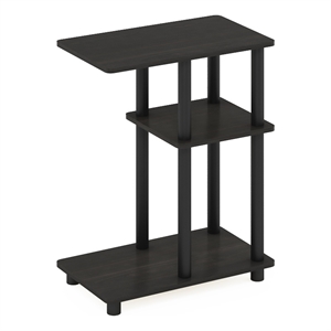 Pemberly Row Turn-N-Tube C Shape Sofa Side Table in Espresso/Black