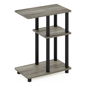 Pemberly Row Turn-N-Tube C Shape Sofa Side Table in French Oak/Black