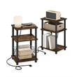 Pemberly Row 3-Tier USB Type-C Charging Port End Table in Amber Pine Set of 2