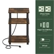 Pemberly Row 3-Tier USB Type-C Charging Port End Table in Amber Pine Set of 2