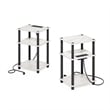 Pemberly Row 3-Tier USB Type-C Charging Port End Table in Marble White Set of 2