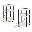 Pemberly Row 3-Tier USB Type-C Charging Port End Table in Marble White Set of 2