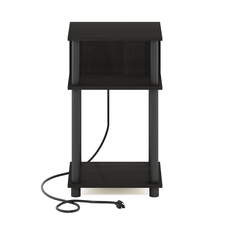 Pemberly Row 3-Tier Turn-N-Tube Open Storage End Table with USB Espresso/Black