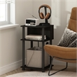 Pemberly Row 3-Tier Turn-N-Tube Open Storage End Table with USB Espresso/Black