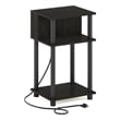 Pemberly Row 3-Tier Turn-N-Tube Open Storage End Table with USB Espresso/Black