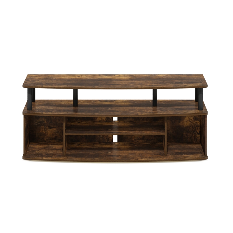 Pemberly Row Large Entertainment Center Hold up to 55-IN TV in Amber Pine/Black