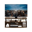 Pemberly Row Large Entertainment Center Hold up to 55-IN TV in Amber Pine/Black