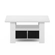 Pemberly Row Contemporary Coffee Table with Bin Drawer in White/Black