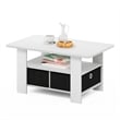 Pemberly Row Contemporary Coffee Table with Bin Drawer in White/Black