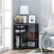 Pemberly Row Turn-N-Tube Wood Space Saving Corner Desk in Oak Gray/Black