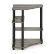 Pemberly Row Turn-N-Tube Wood Space Saving Corner Desk in Oak Gray/Black