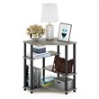 Pemberly Row Turn-N-Tube Wood Space Saving Corner Desk in Oak Gray/Black