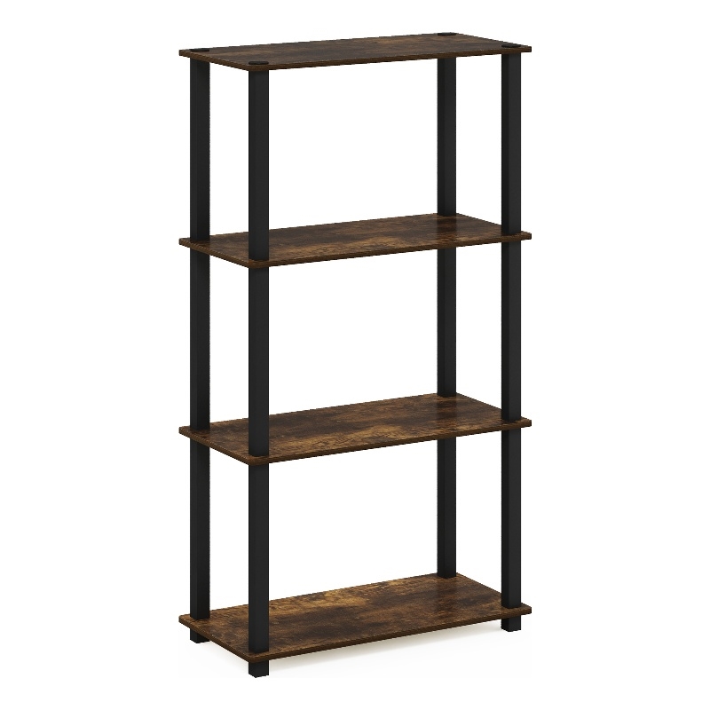 Pemberly Row 4-Tier Multipurpose Shelf Display Rack in Amber Pine/Black