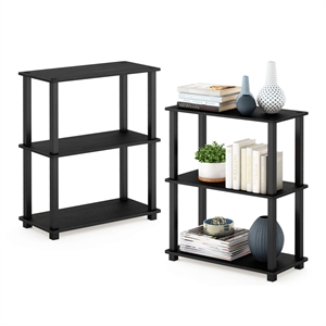 Pemberly Row Turn-S-Tube 3-Tier Shelf Display Rack in Americano Set of 2