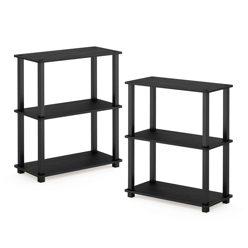 Pemberly Row Turn-S-Tube 3-Tier Shelf Display Rack in Americano Set of 2