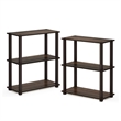 Pemberly Row Turn-S-Tube 3-Tier Shelf Display Rack in Walnut Set of 2