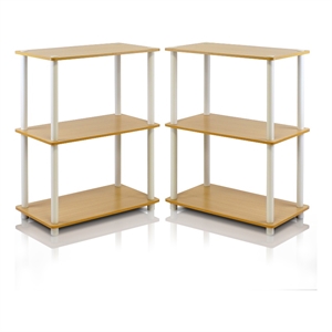 Pemberly Row Turn-N-Tube 3-Tier Shelf Display Rack in Beech Set of 2