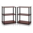 Pemberly Row Turn-N-Tube 3-Tier Shelf Display Rack in Dark Cherry Set of 2