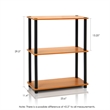 Pemberly Row Turn-N-Tube 3-Tier Shelf Display Rack in Light Cherry Set of 2