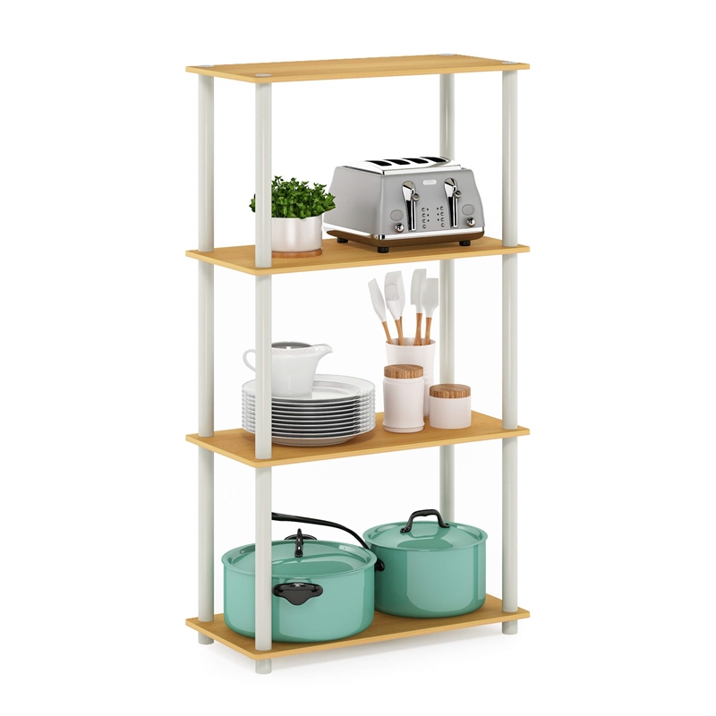 Pemberly Row Turn-N-Tube 4-Tier Shelf Display Rack in Blonde Maple