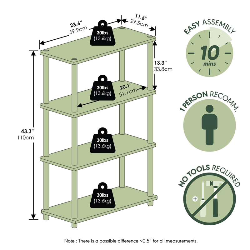 Pemberly Row Turn-N-Tube 4-Tier Shelf Display Rack in Blonde Maple