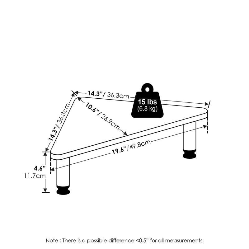 Pemberly Row Turn-N-Tube Corner Monitor Riser Stand with Stainless Steel Tubes