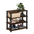 Pemberly Row Turn-S-Tube 4-Tier Shoe Rack in Amber Pine/Black