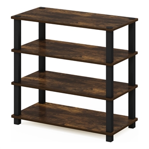 Pemberly Row Turn-S-Tube 4-Tier Shoe Rack in Amber Pine/Black