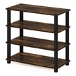 Pemberly Row Turn-S-Tube 4-Tier Shoe Rack in Amber Pine/Black