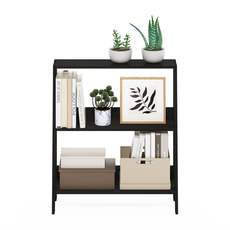 Pemberly Row Contemporary Bookcase Display Shelf in 3-Tier in Espresso