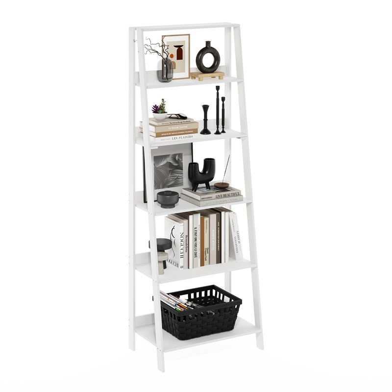 Pemberly Row Contemporary Bookcase Display Shelf in 6-Tier in White