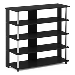 Pemberly Row Turn-N-Tube 5-Tier Shoe Rack in Americano w/ Stainless Steel Tubes