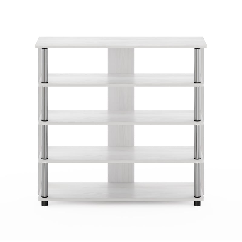 Pemberly Row Turn-N-Tube 5-Tier Shoe Rack with Stainless Steel Tubes - White Oak