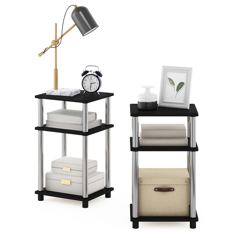 Pemberly Row 3-Tier Turn-N-Tube End Table in 2-Pack in Stainless Steel Tubes