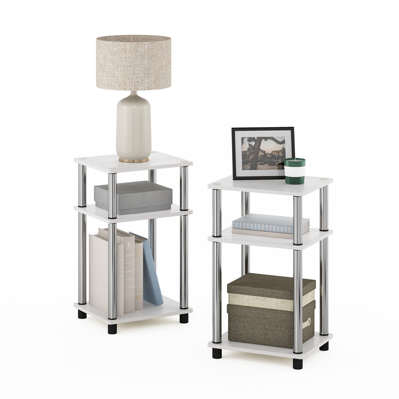 Pemberly Row 3-Tier Turn-N-Tube End Table in 2-Pack in Stainless Steel Tubes