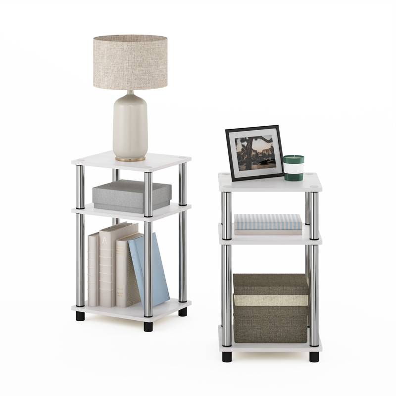 Pemberly Row 3-Tier Turn-N-Tube End Table in 2-Pack in Stainless Steel Tubes